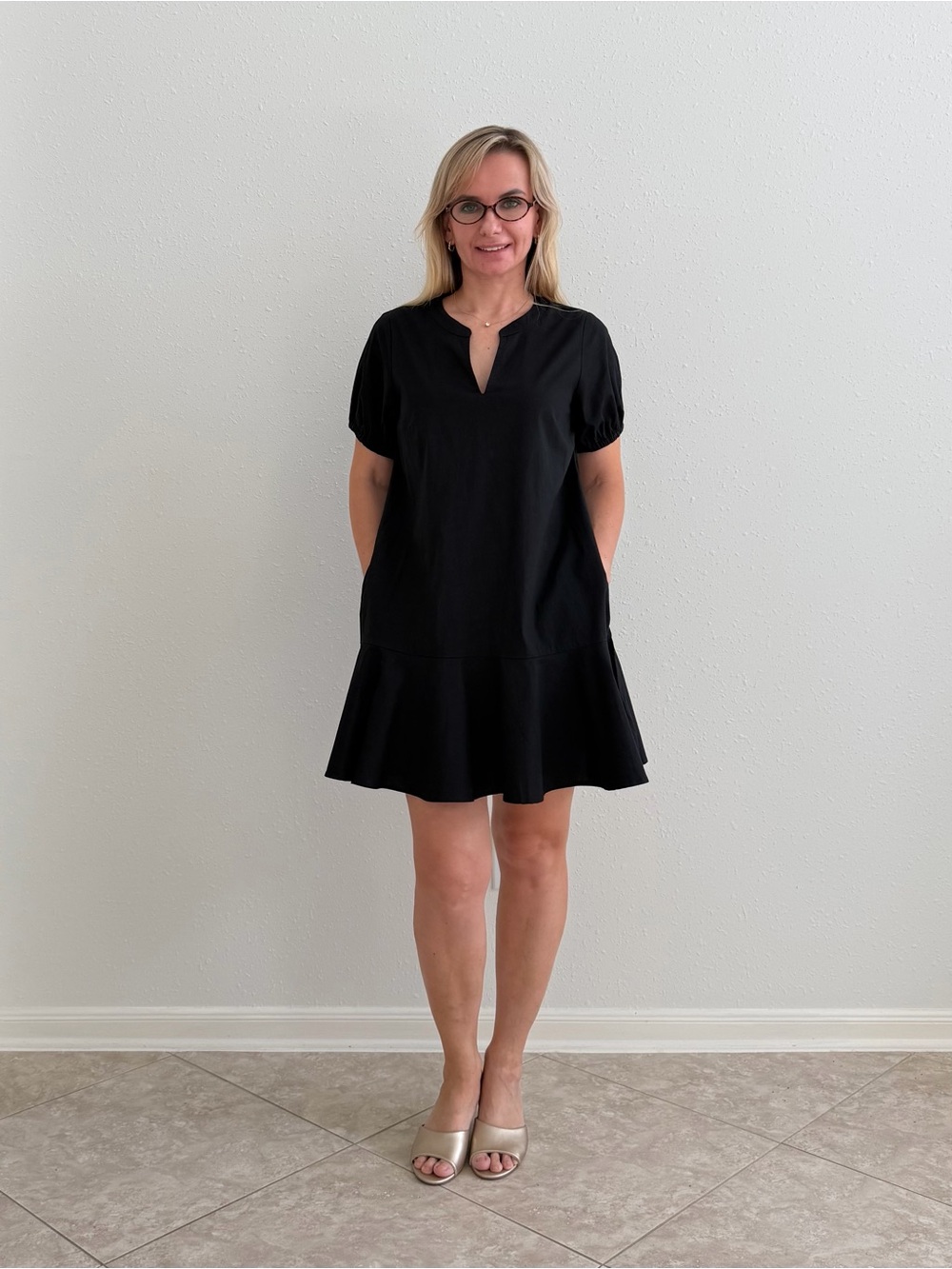 NWT J.Crew Black Cotton Drop Waist Mini Dress 6